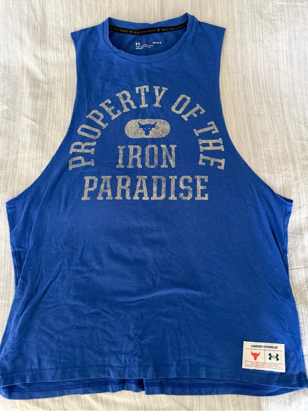 Under Armour Blue 'Iron Paradise' Muscle Tank size L